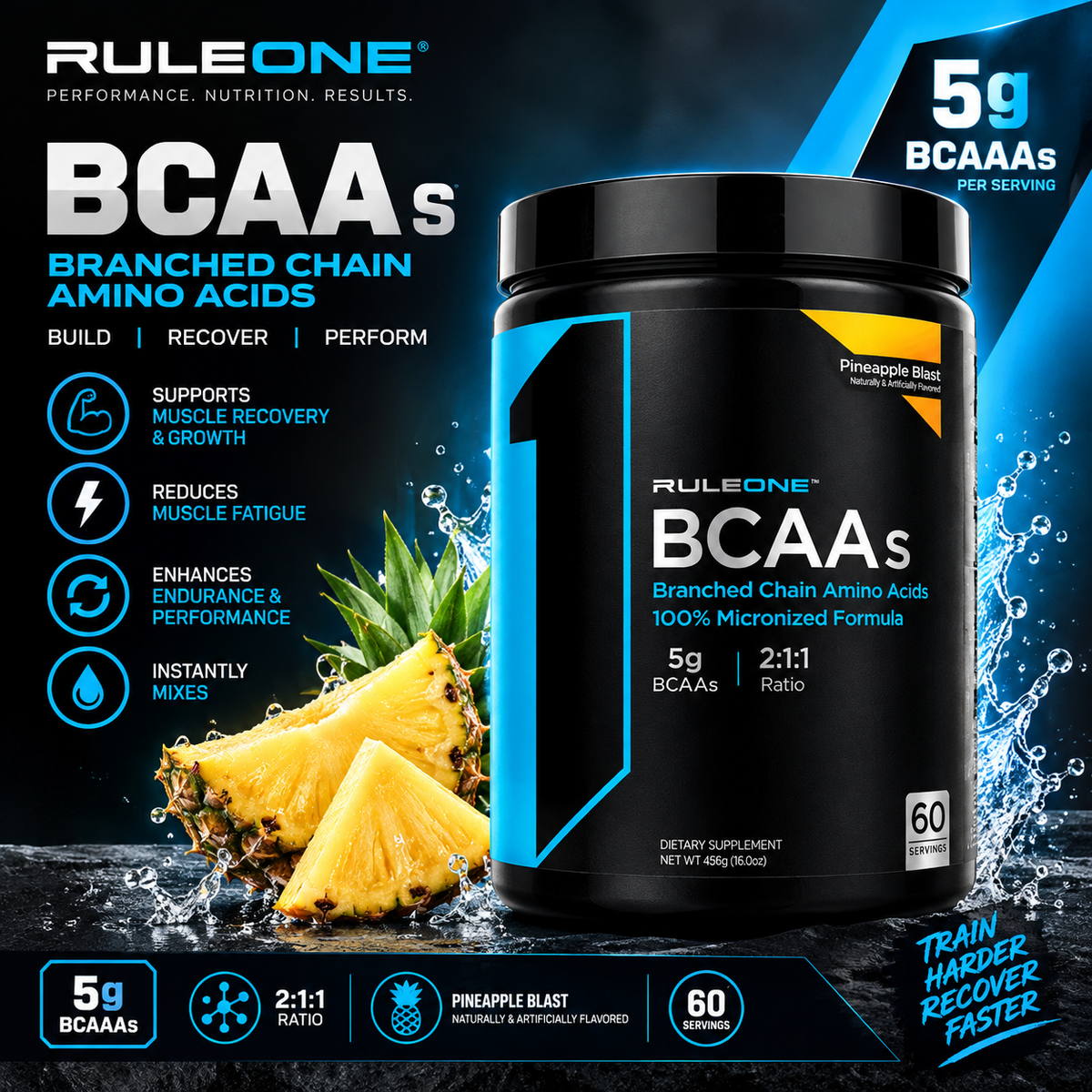 Rule One BCAAs - Pineapple Blast (60 Servings)
