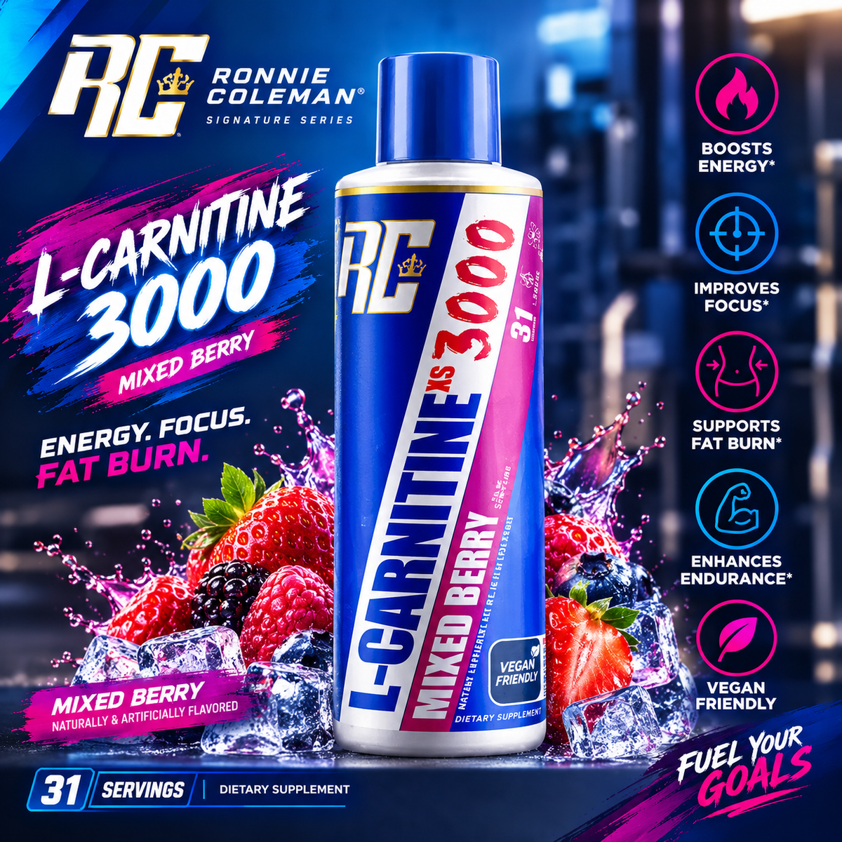 RC Ronnie Coleman L-Carnitine XS 3000 - Mixed Berry (31 Servings)RC Ronnie Coleman L-Carnitine XS 3000 - Mixed Berry (31 Servings)