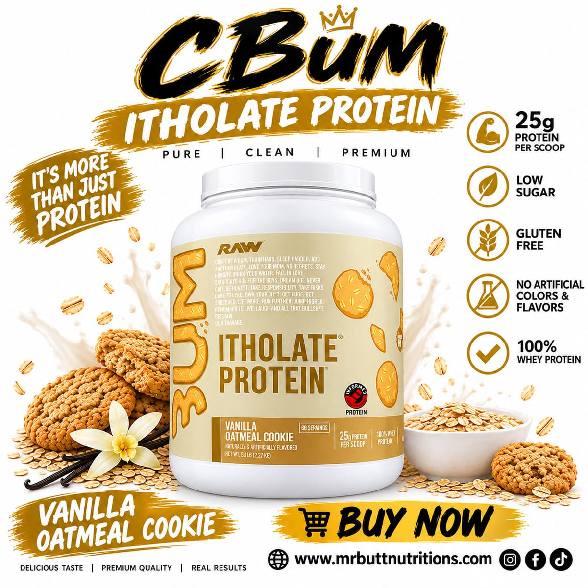 RAW CBUM Itholate Protein - Vanilla Oatmeal Cookie