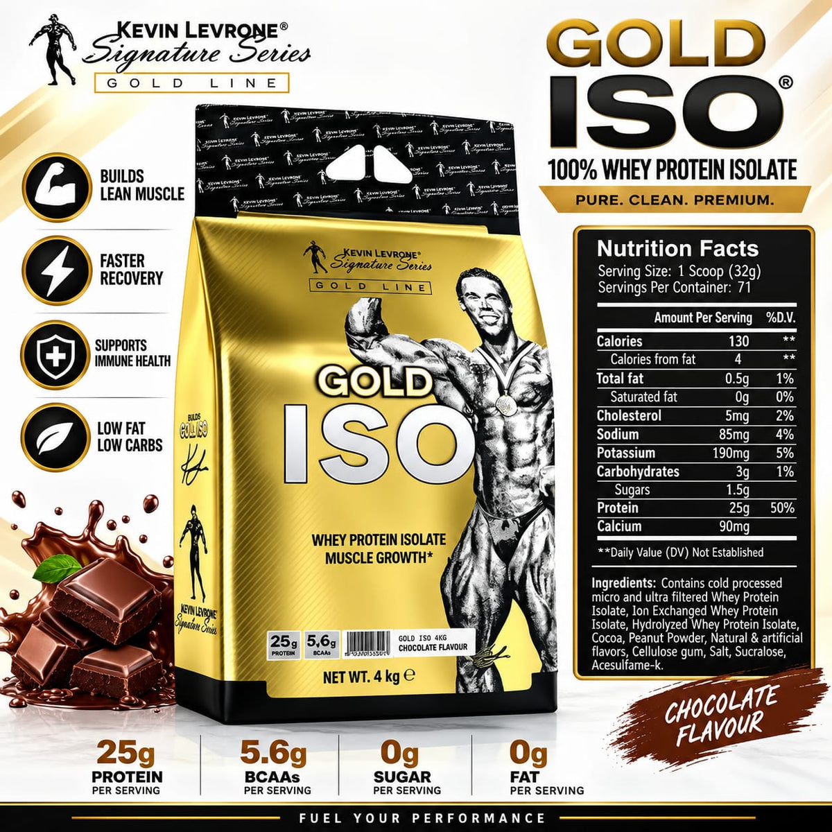 Kevin Levrone Gold ISO - 100% Whey Protein Isolate (Chocolate, 4kg)