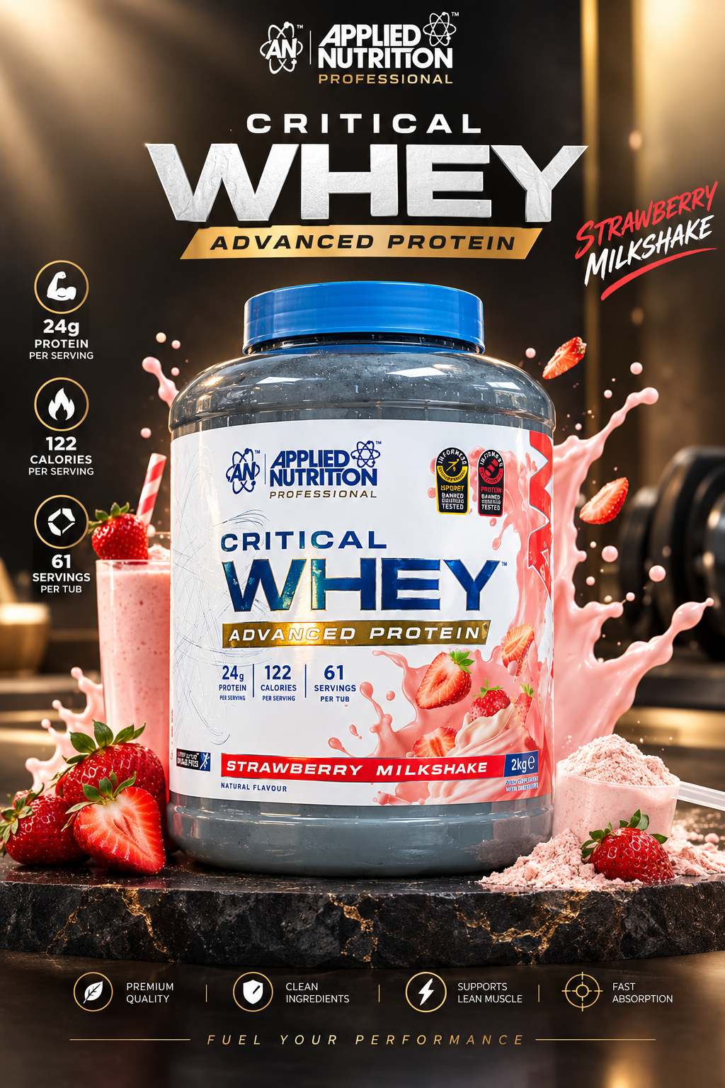 Applied Nutrition Critical Whey - Strawberry Milkshake