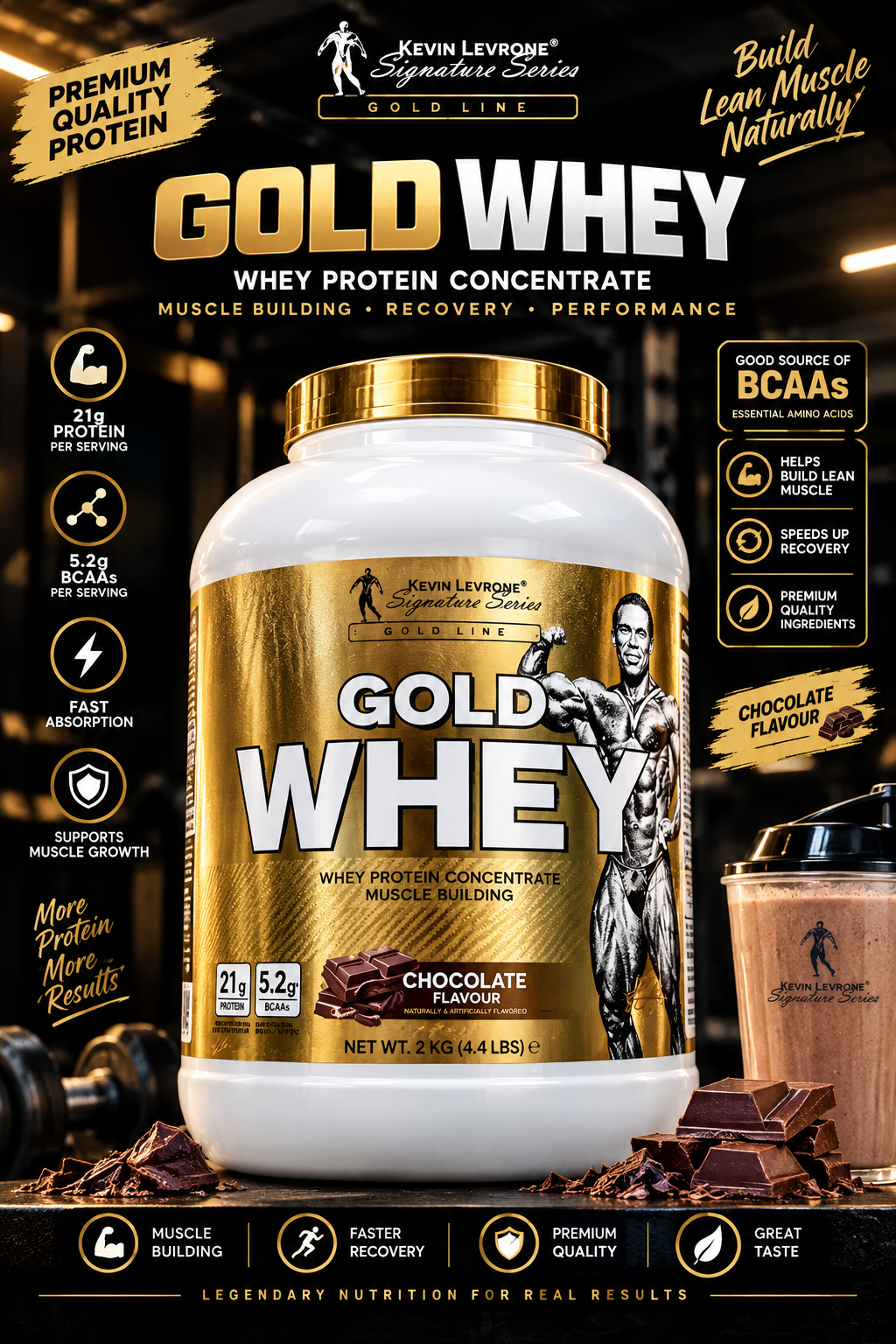 Kevin Levrone Gold Whey Protein - 2kg (Chocolate)