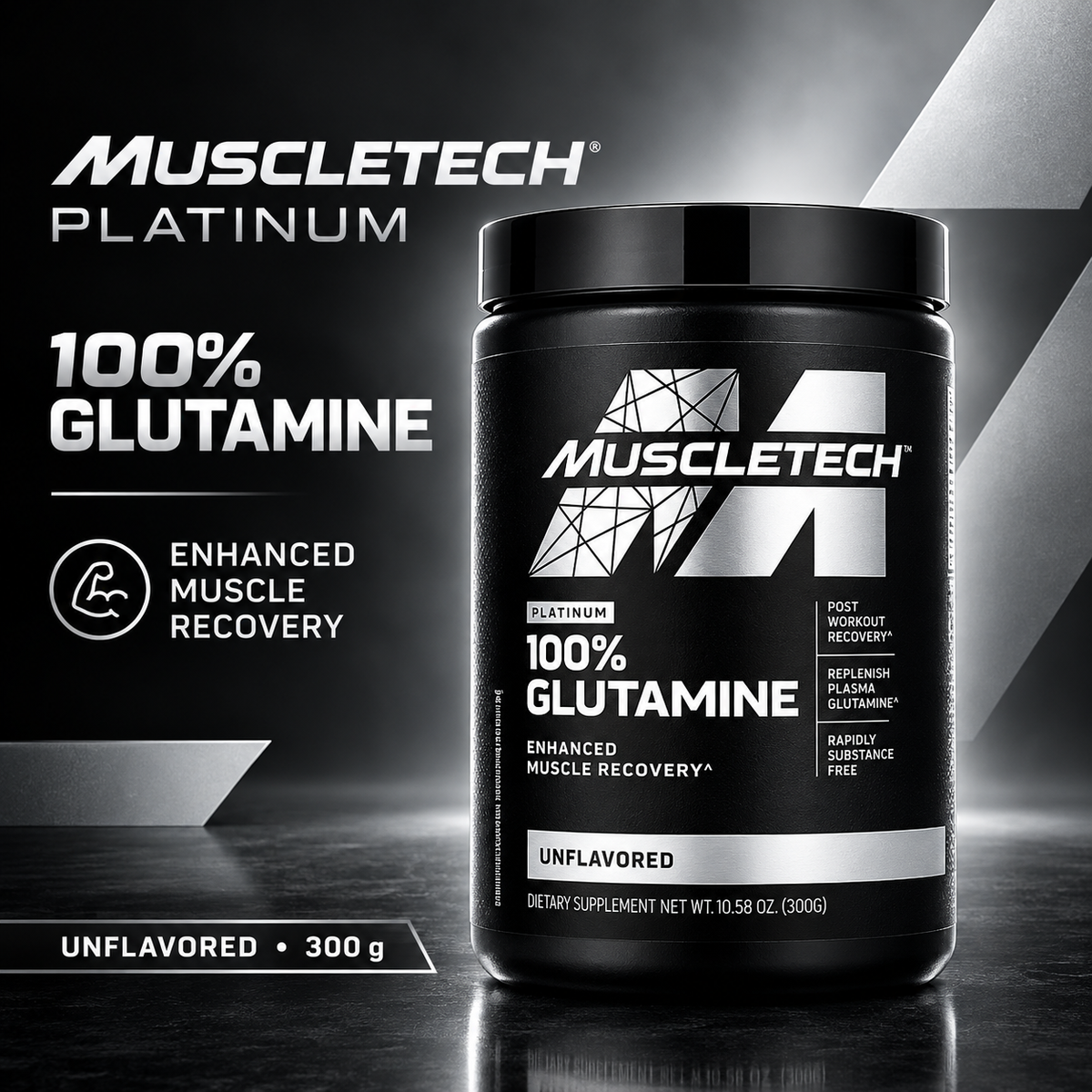 MuscleTech Platinum 100% Glutamine - Unflavored (300g)
