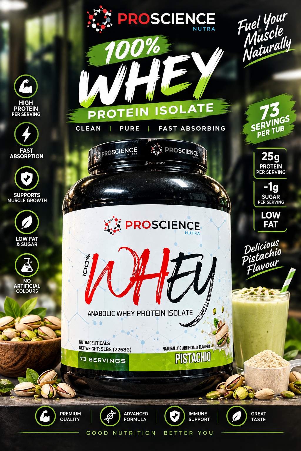 ProScience 100% Whey Protein Isolate - 2.26kg (Pistachio)