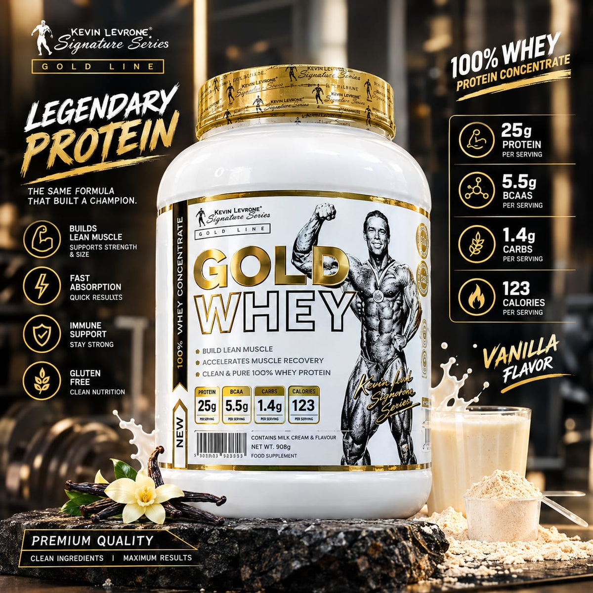 Kevin Levrone Gold Whey Protein - 908g (Vanilla)
