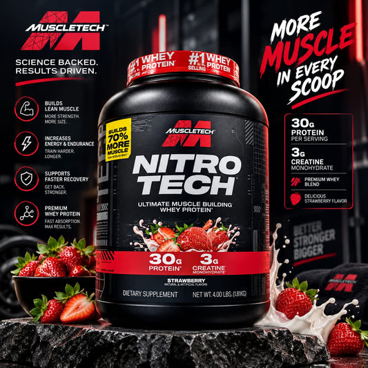MuscleTech Nitro-Tech Whey Protein - 4 lbs (Strawberry)