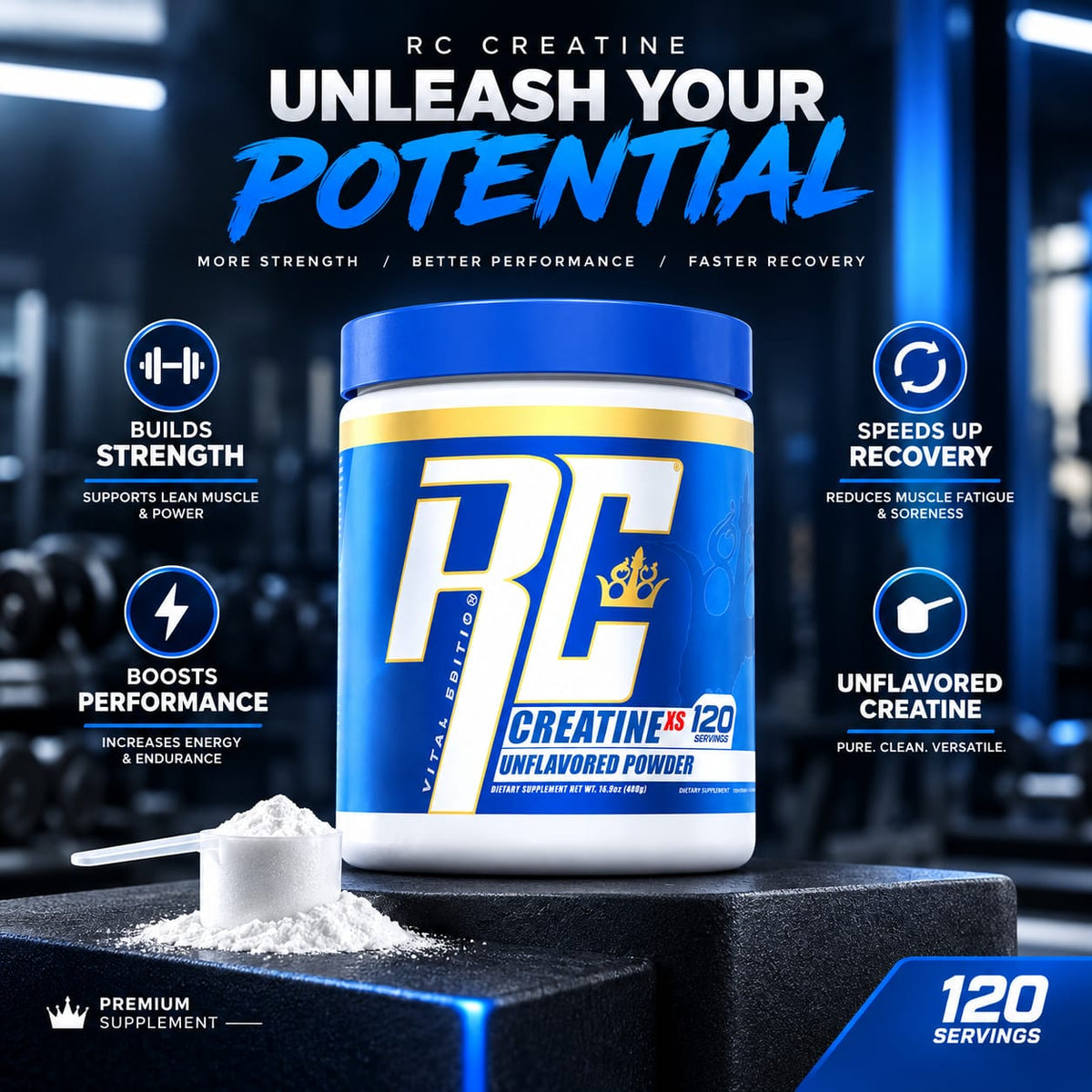 RC Ronnie Coleman Creatine XS - Unflavored (480g / 120 Servings)