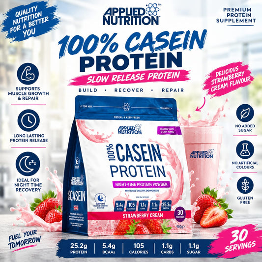 Applied Nutrition 100% Casein Protein - Strawberry Cream (900g)