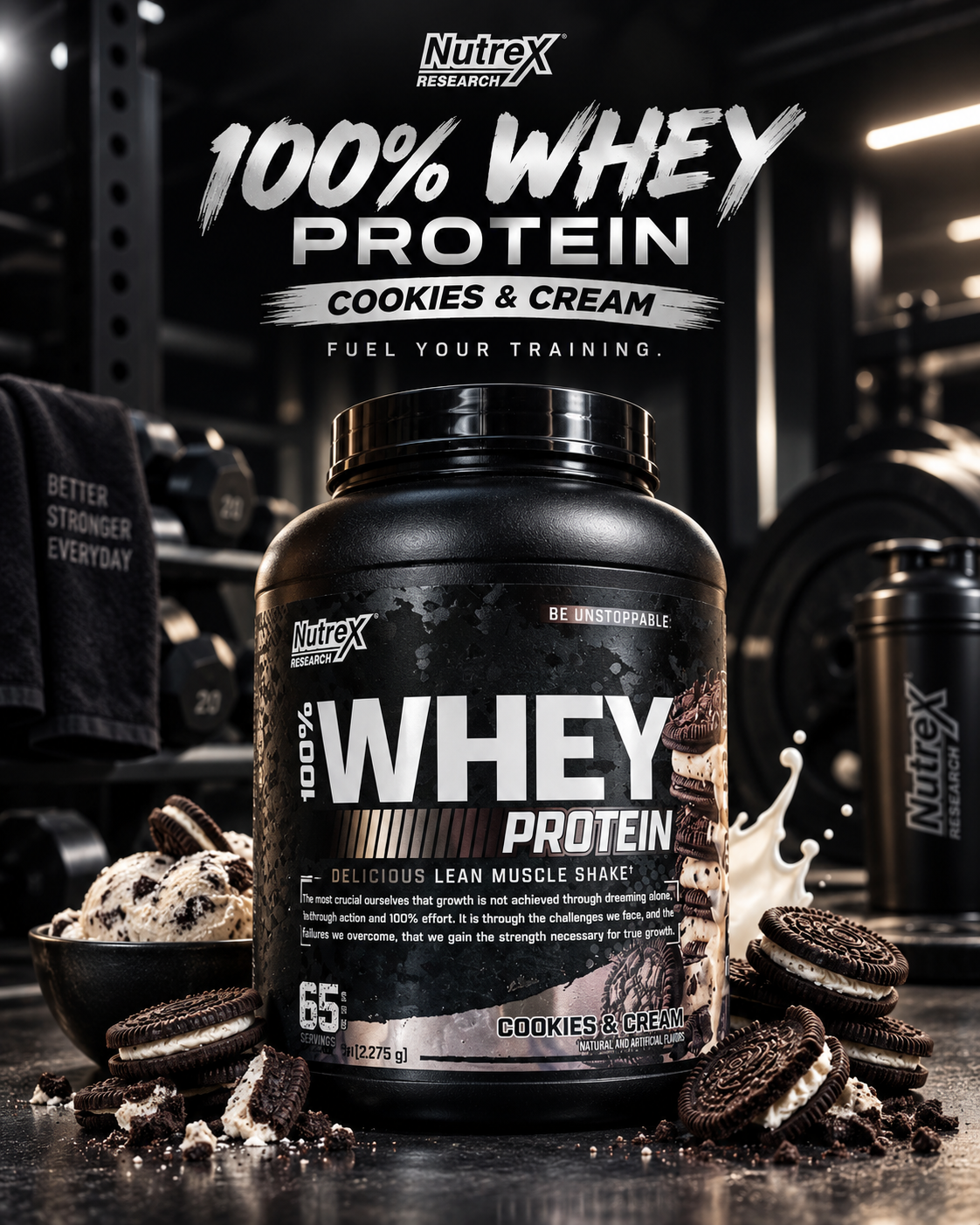 Nutrex 100% Whey Protein - 5 lbs (Cookies & Cream)