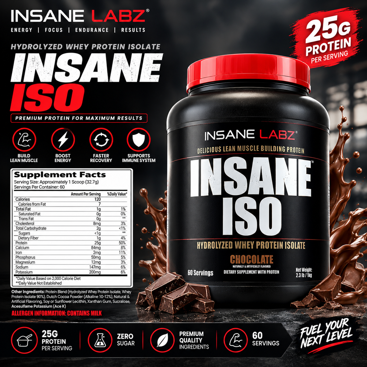 Insane Labz Insane ISO - Hydrolyzed Whey Protein Isolate (Chocolate)